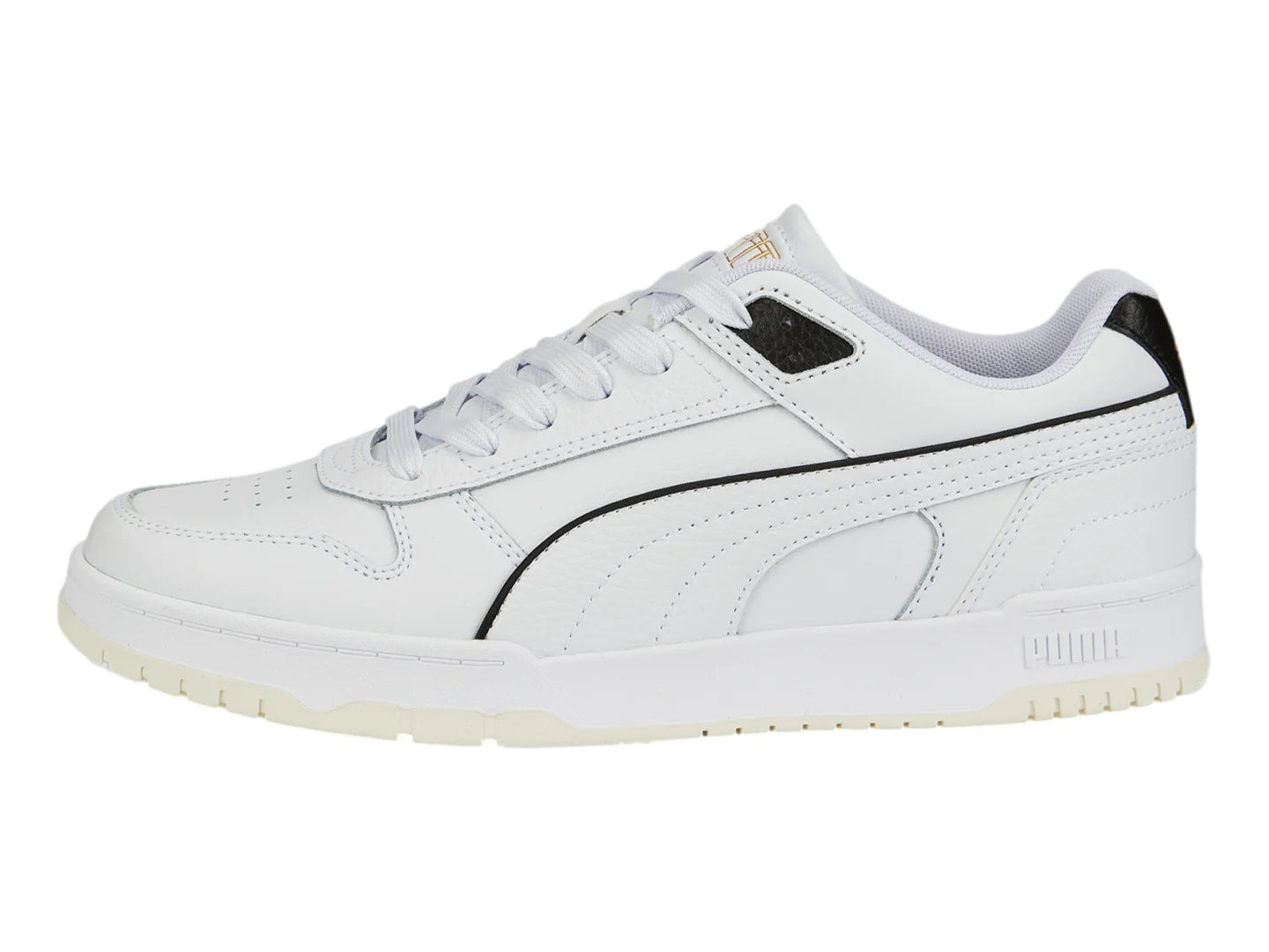 Tenis PUMA RBD Game Low Blanco Negro y Oro para Hombre
