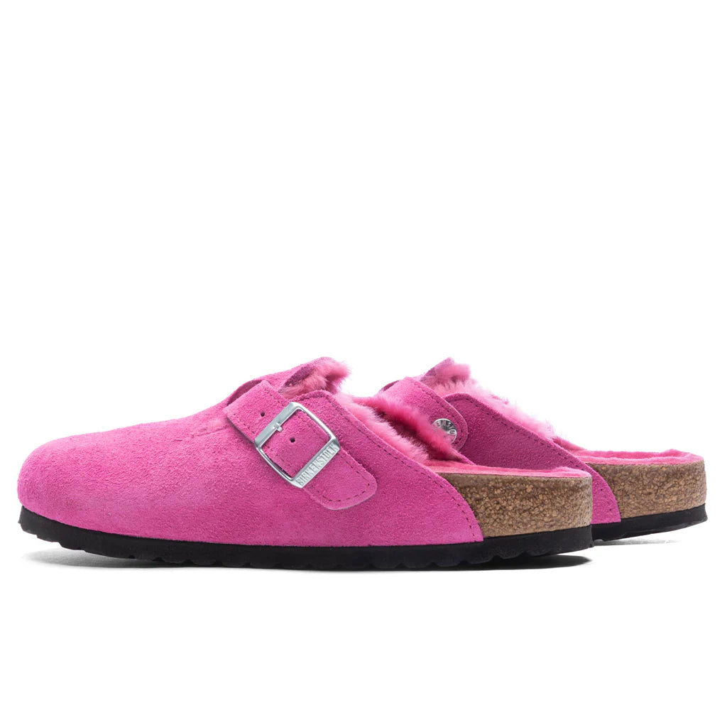 Womens Narrow Boston Shearling Suede Fuchsia Tulip