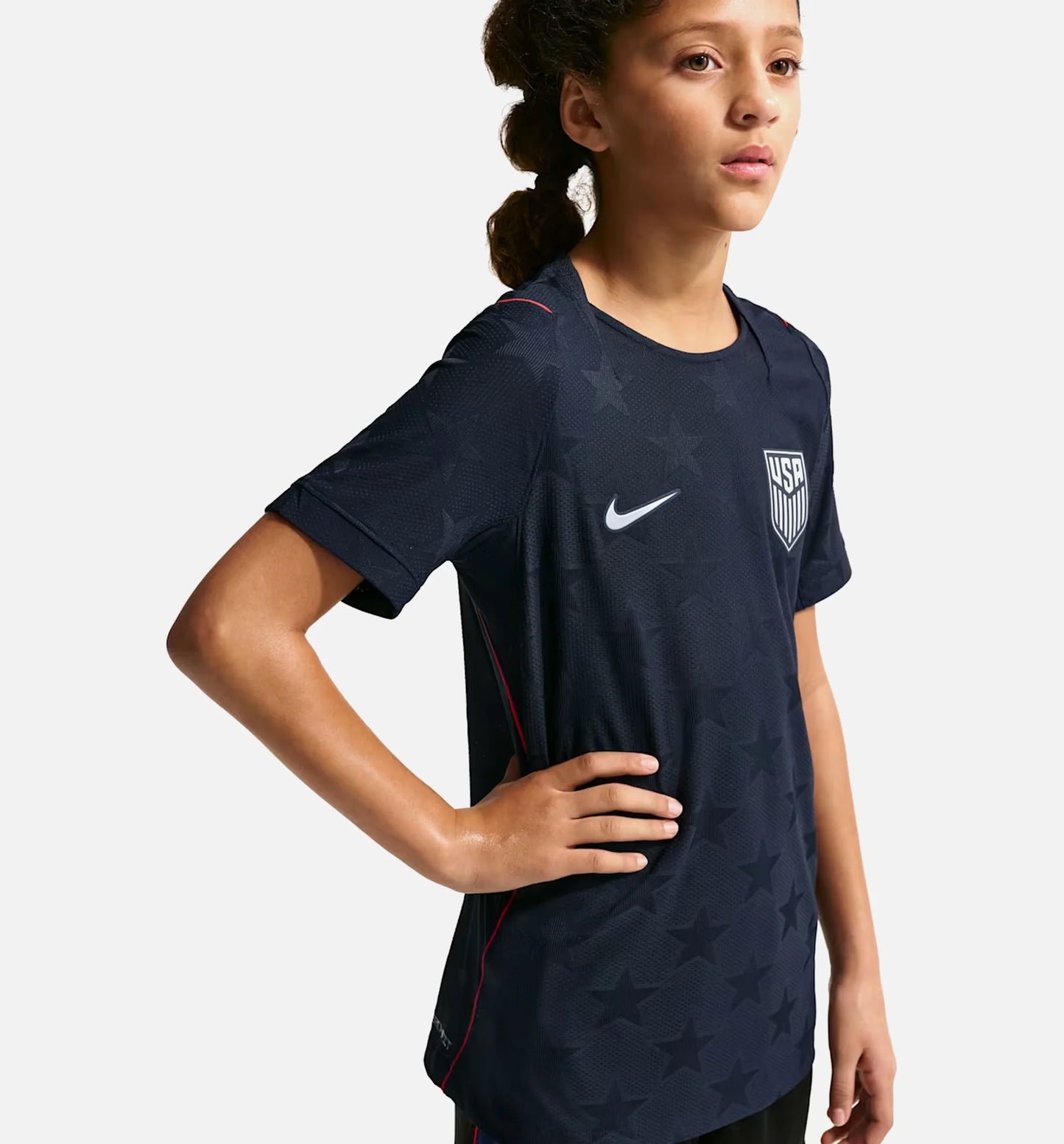 USMNT 2026 27 Match Away Aero Fit Soccer Authentic Grade School Jersey Dark Obsidian University Red Pure Platinum