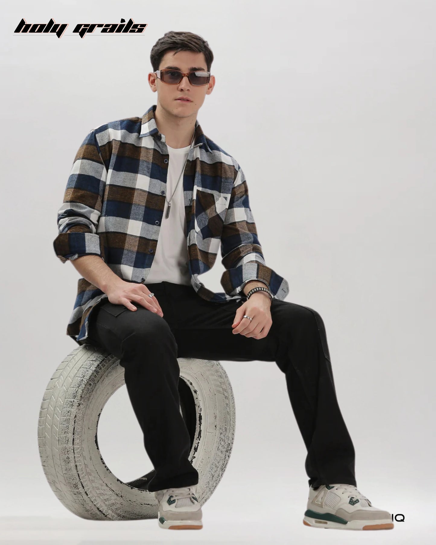 Blue Brown Flannel Overshirt HG x Bumchiq