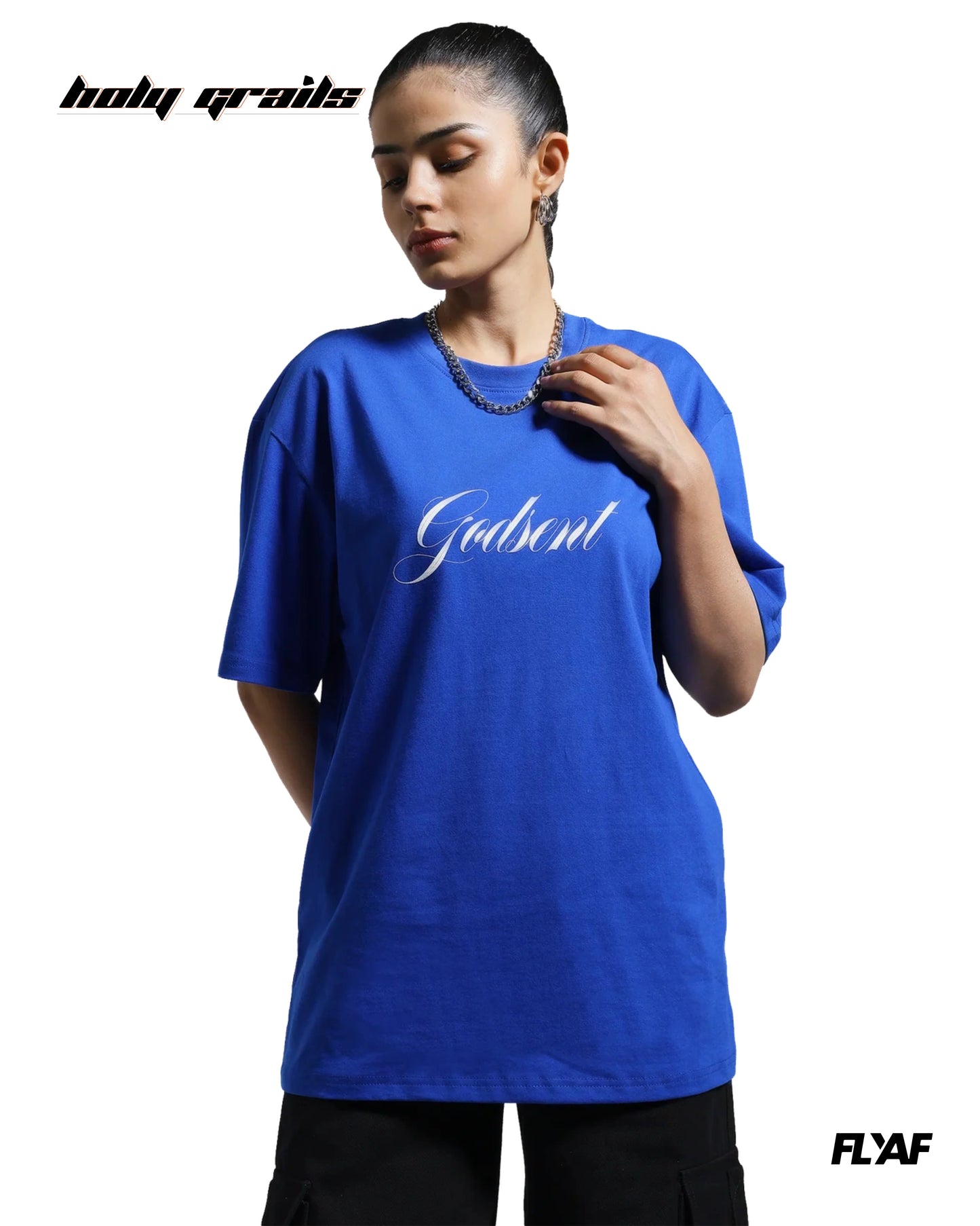 God Sent Blue Oversize Tee HG x FLYAF