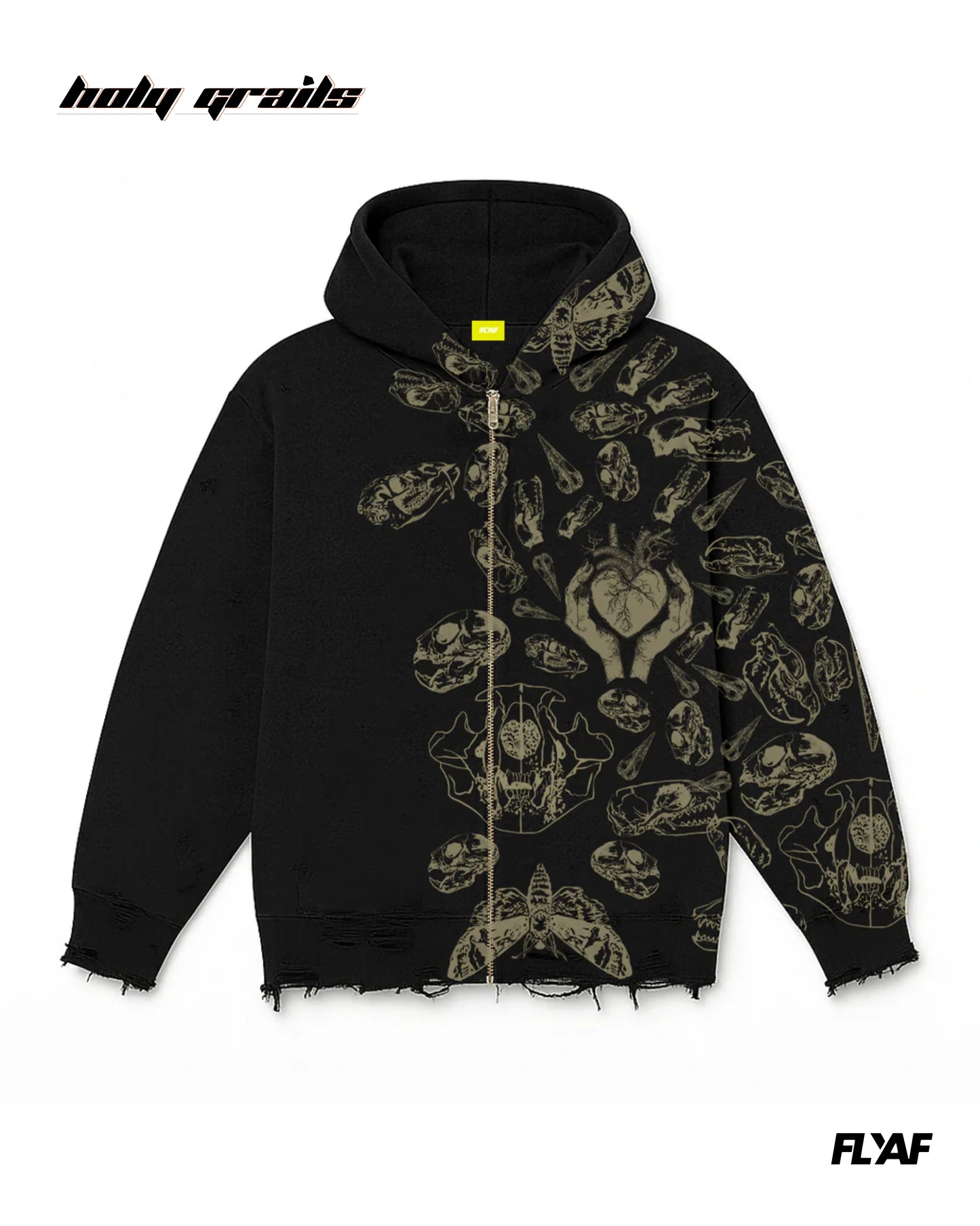 Fractured Pulse Black Zipper Hoodie HG x FLYAF
