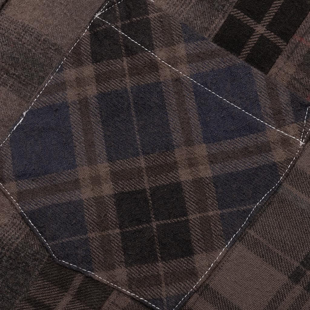 Flannel Shirt 7 Cuts Shirt Over Dye Brown