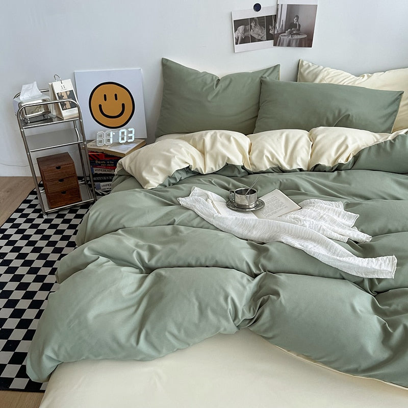 Solid Color Duvet Cover Set Single Double King Size Quilt Cover Set Bed Hotel Home Skin Friendly Fabric Bedding Sets