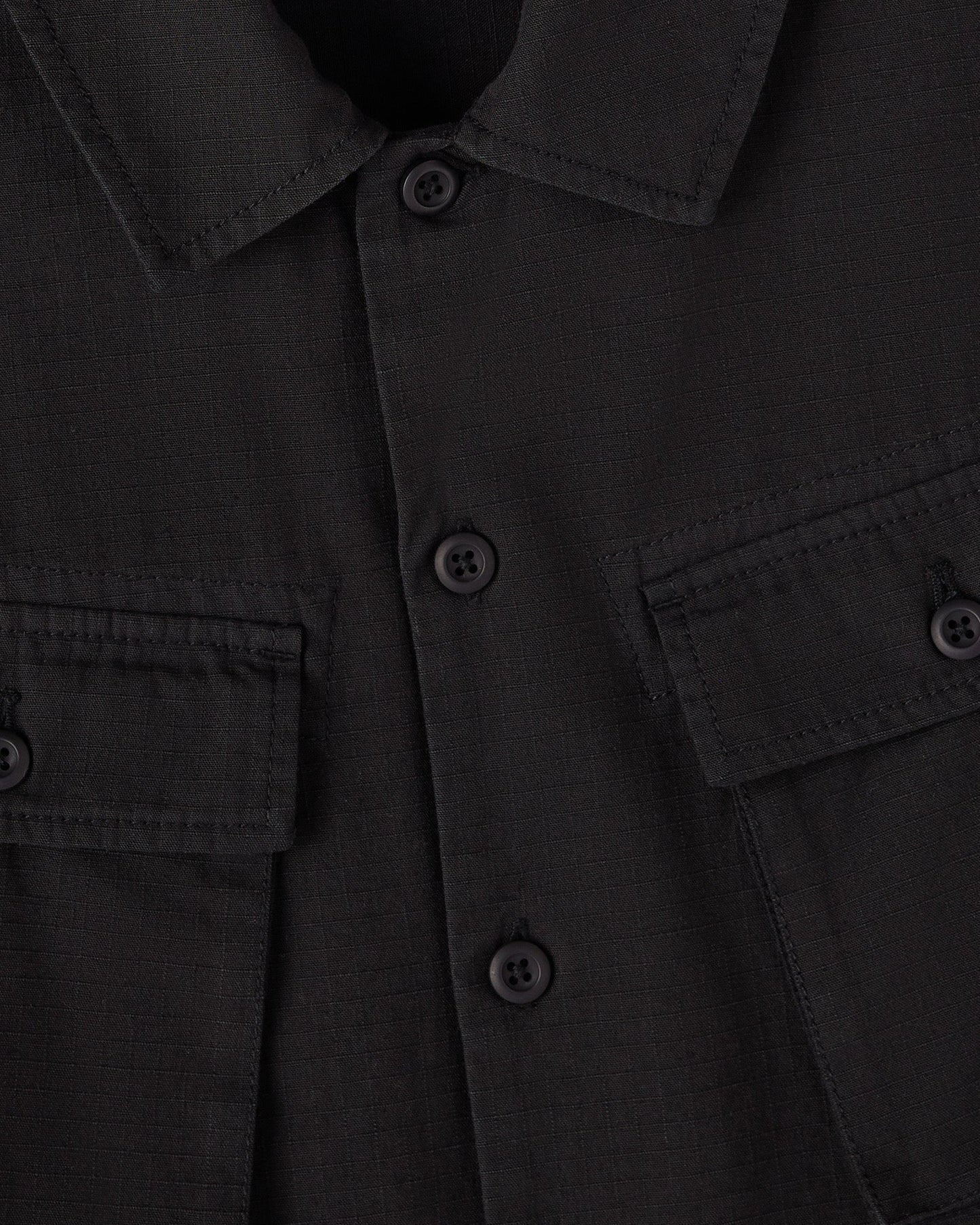 Linen Ripstop Camp Shirt Black