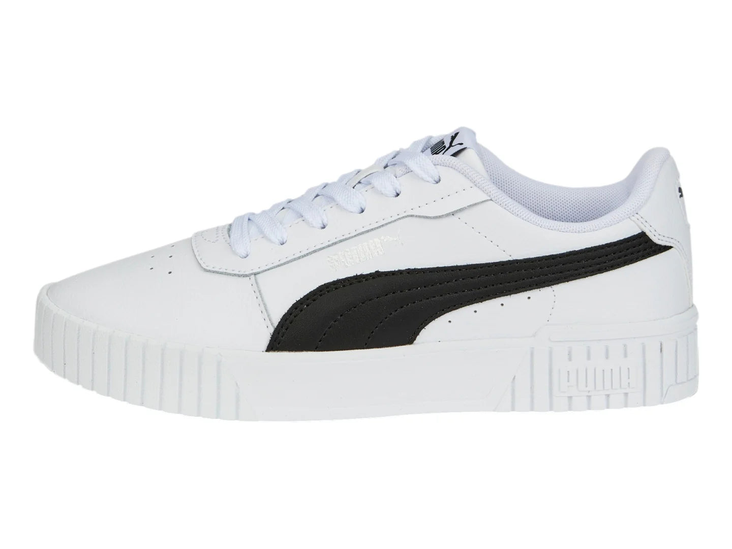 Tenis PUMA Carina 20 Blanco Negro y Plata para Mujer