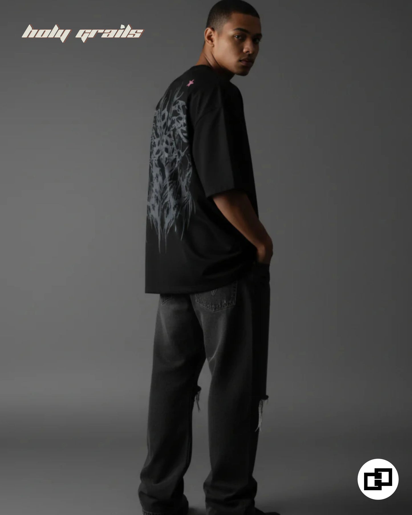 Weave of Wraith Black Oversize Tee HG x Grey Hound