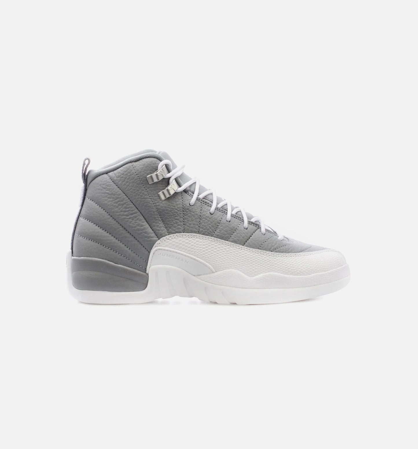 Air Jordan 12 Retro Stealth Grade School Lifestyle Shoe White Grey Free Shipping