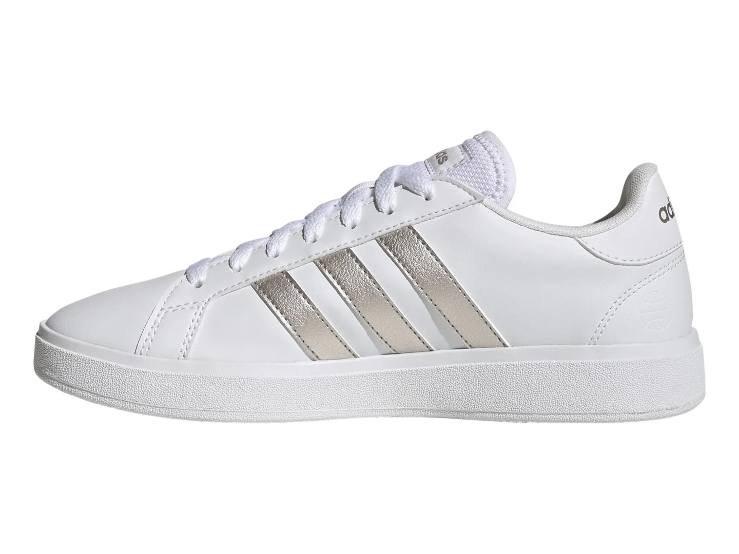 Tenis Adidas Grand Court Base 20 Blanco y Plata para Mujer