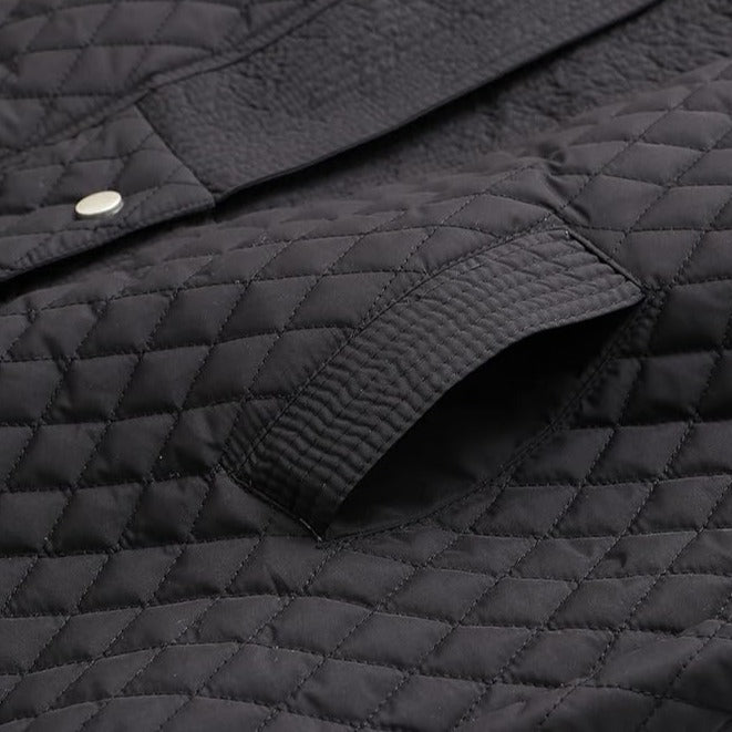 Quilted Sash Lapel Drawstring Jacket
