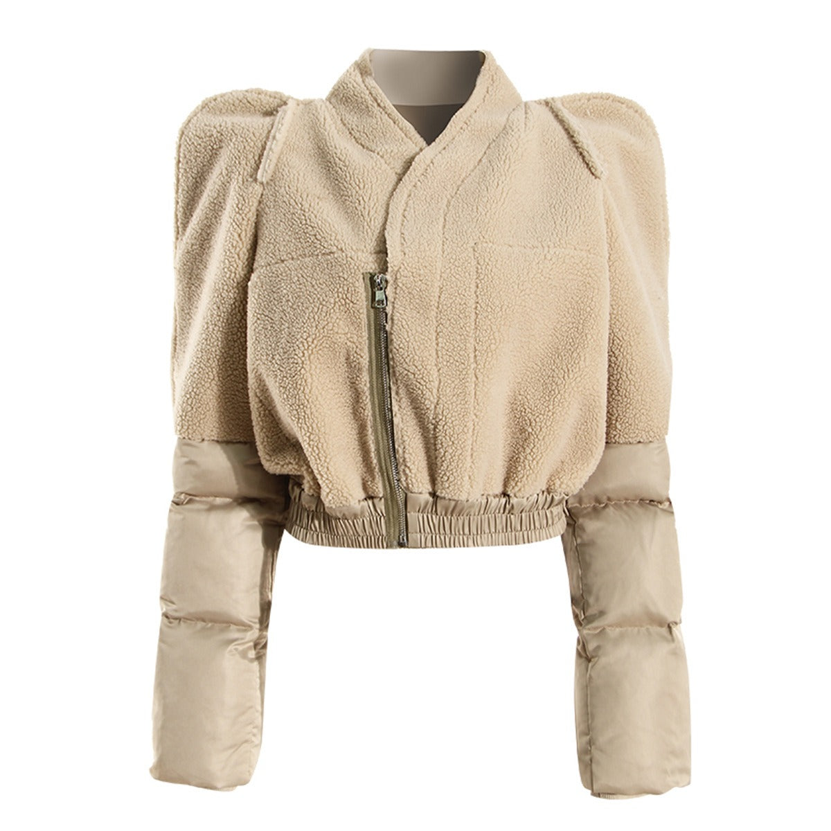 Tower Shoulder Plush Splicing Quilt Exaggerated Cotton Jacket
