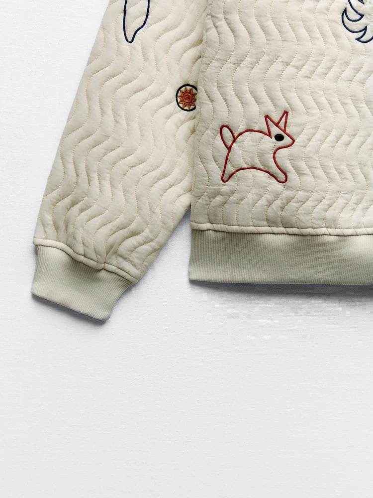 Pictographs Quilted Sweatshirt