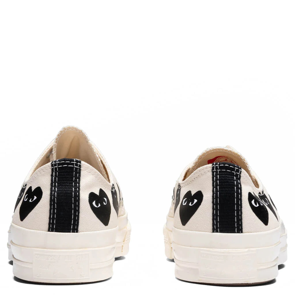 Converse x Comme Des Garcons PLAY All Star Chuck 70 Ox Multi Heart Milk Black