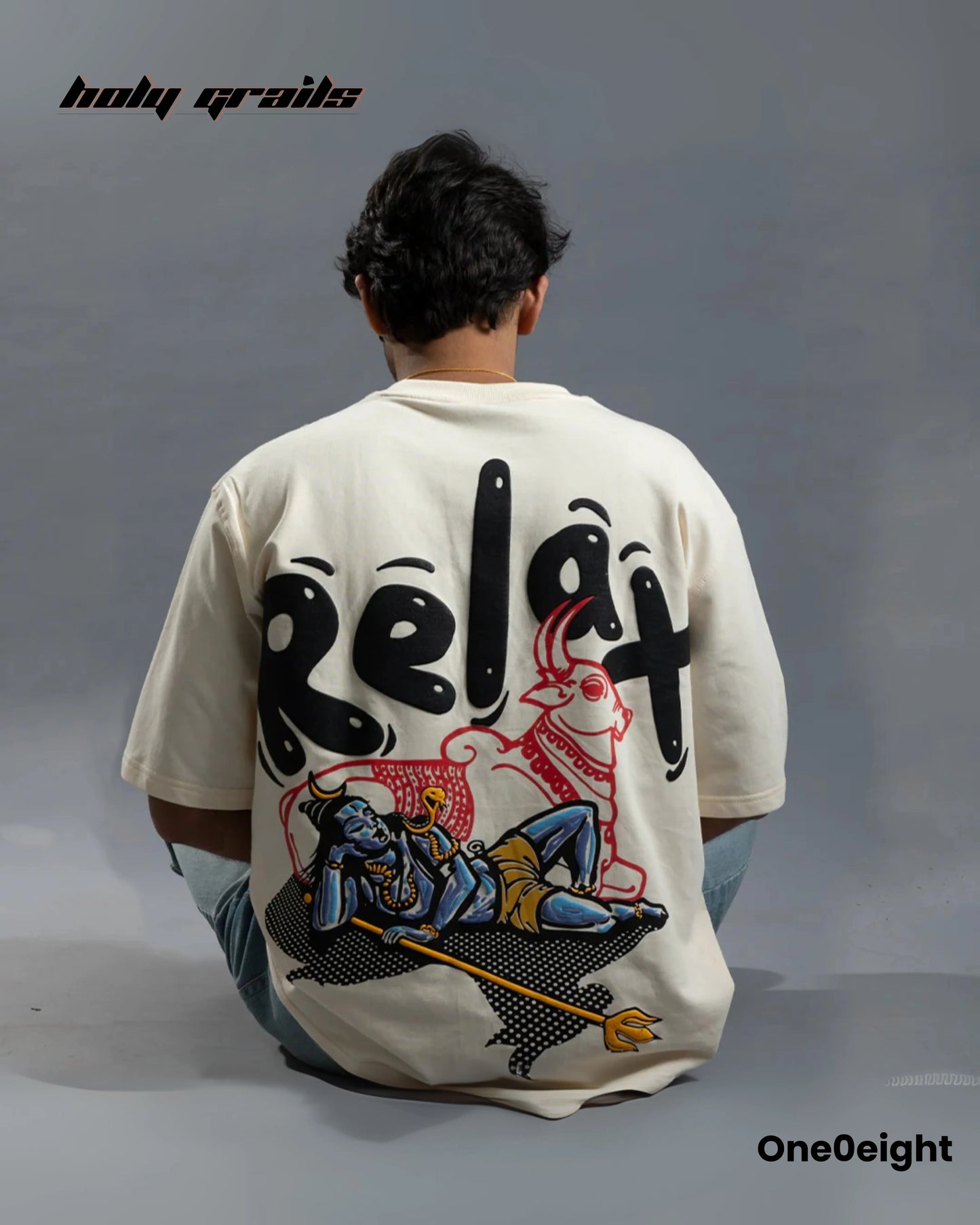 NidraShankar Cream Oversize Tee HG x One0eight