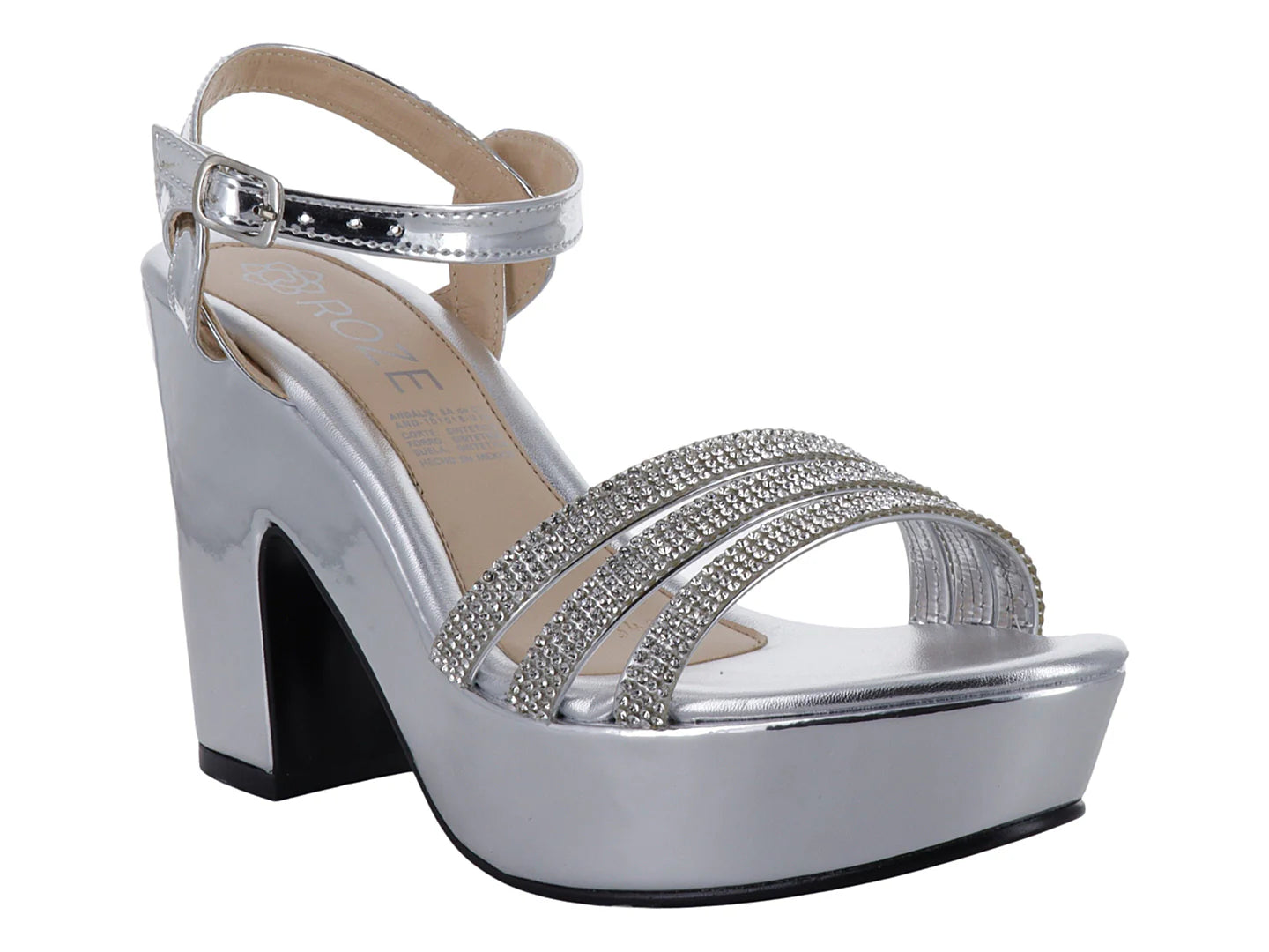 Zapatillas de Fiesta Roze Color Plata para Mujer