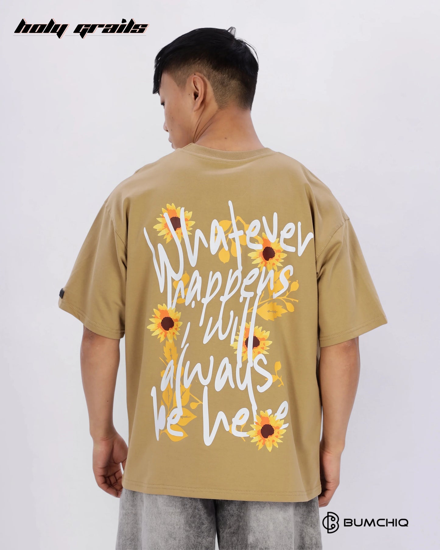 Always Here Beige Oversize Tee HG x Bumchiq