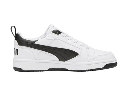Tenis PUMA Rebound V6 Lo Blanco y Negro para Niño