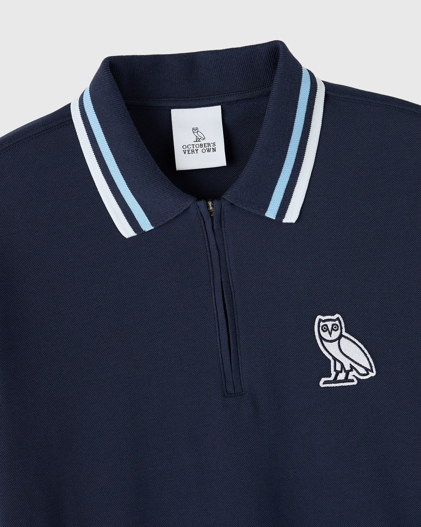 Quarter Zip Short Sleeve Polo Navy