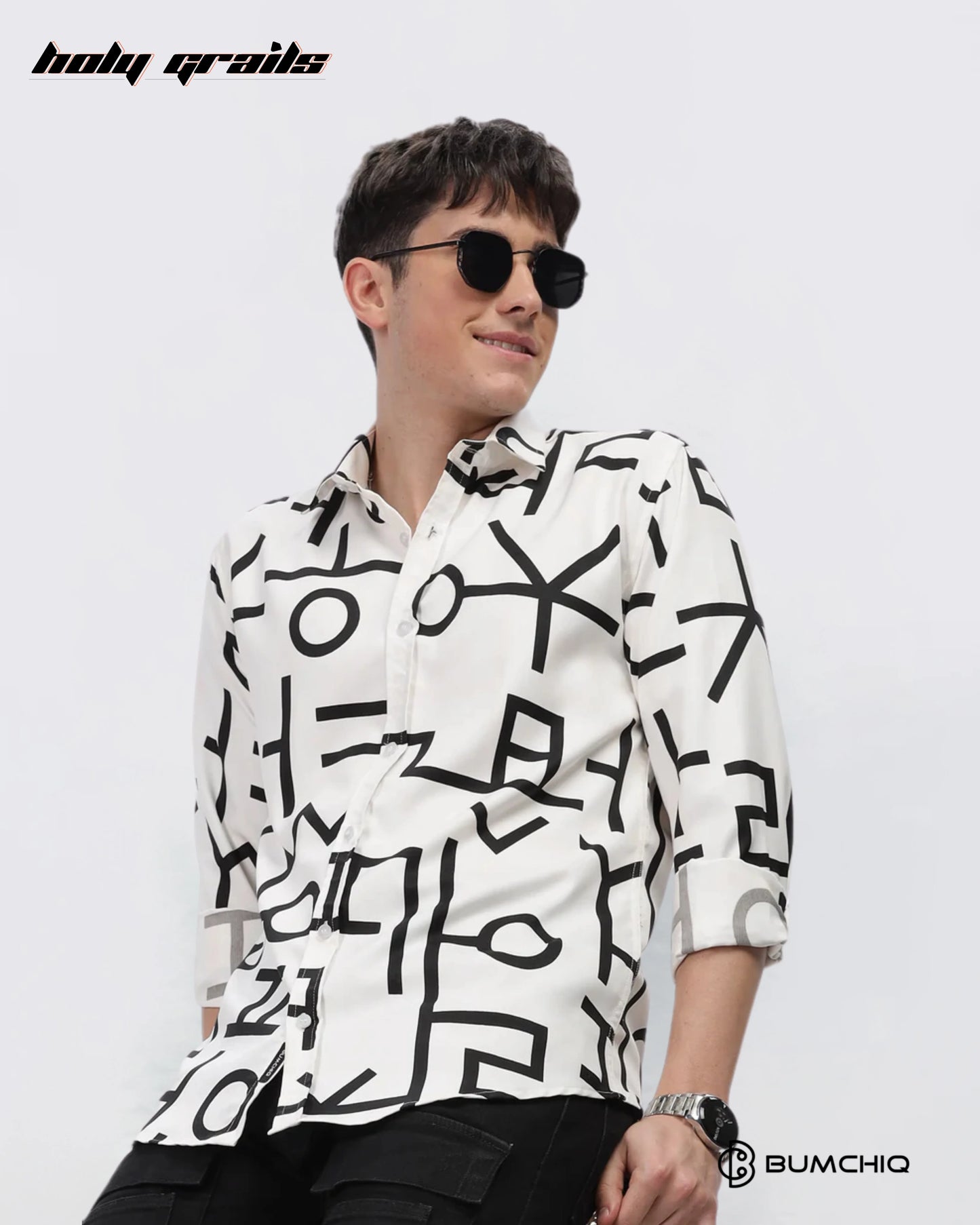 Black Abstract White Shirt HG x Bumchiq