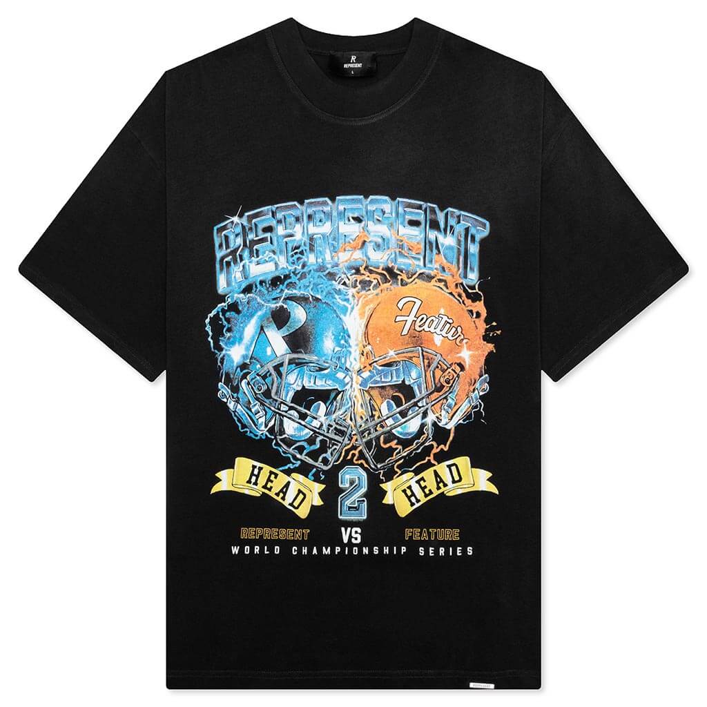 Feature x Represent Head 2 Head T Shirt Stained Black