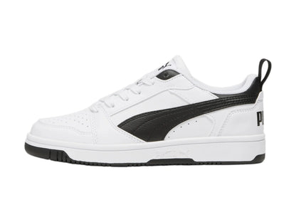 Tenis PUMA Rebound V6 Lo Blanco y Negro para Niño