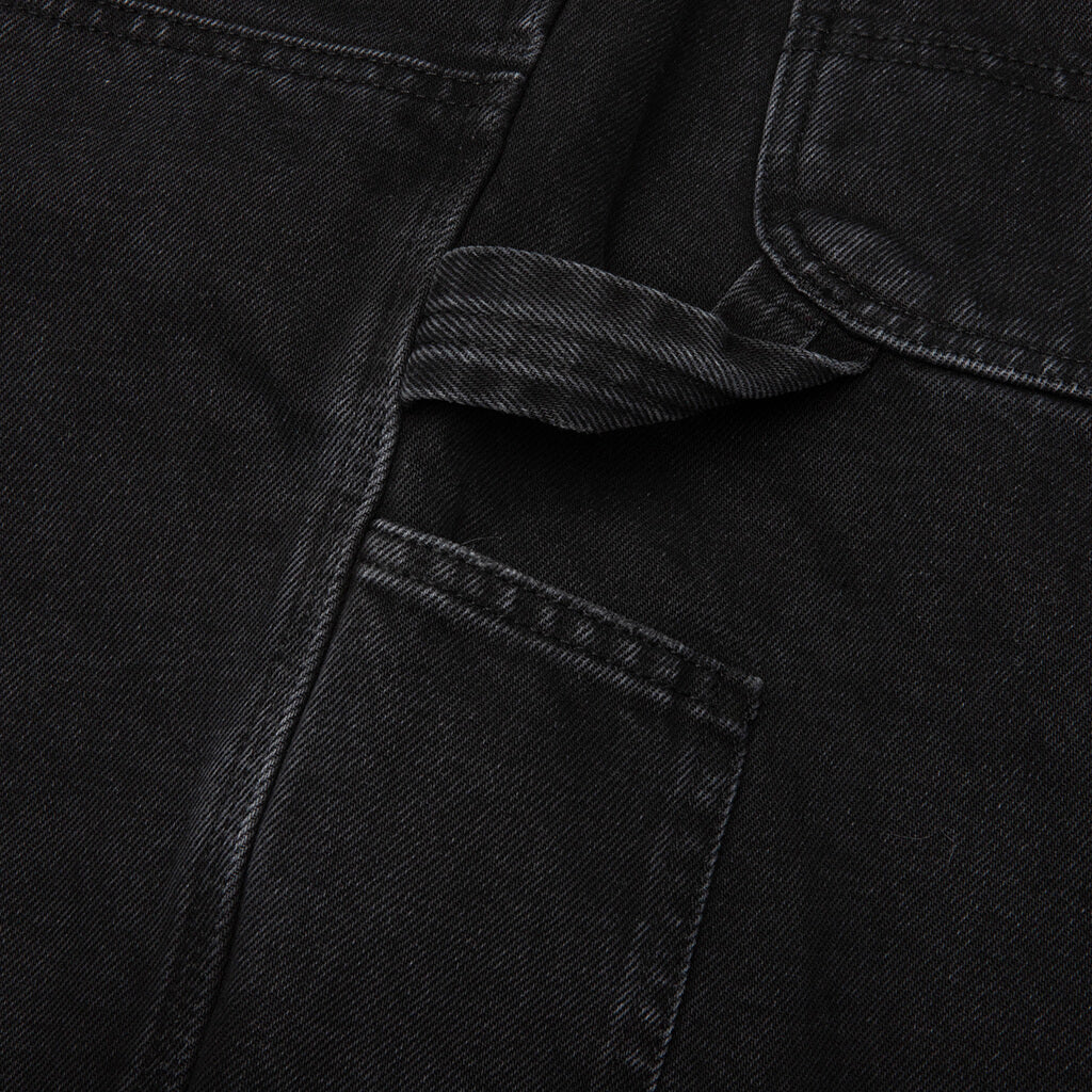 Double Knee Short Black Stone Washed