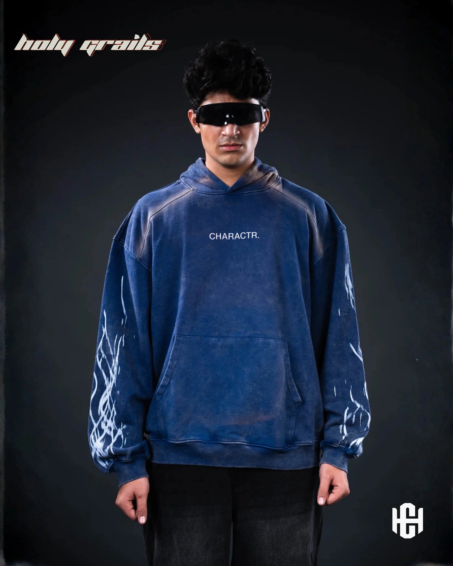 Storm Dust Blue Oversize Hoodie HG x Charactr