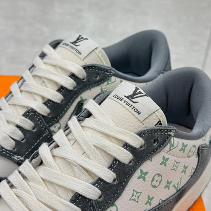 Louis Vuitton x Nike Air Jordan 1 Low Green Monogram Suede Custom