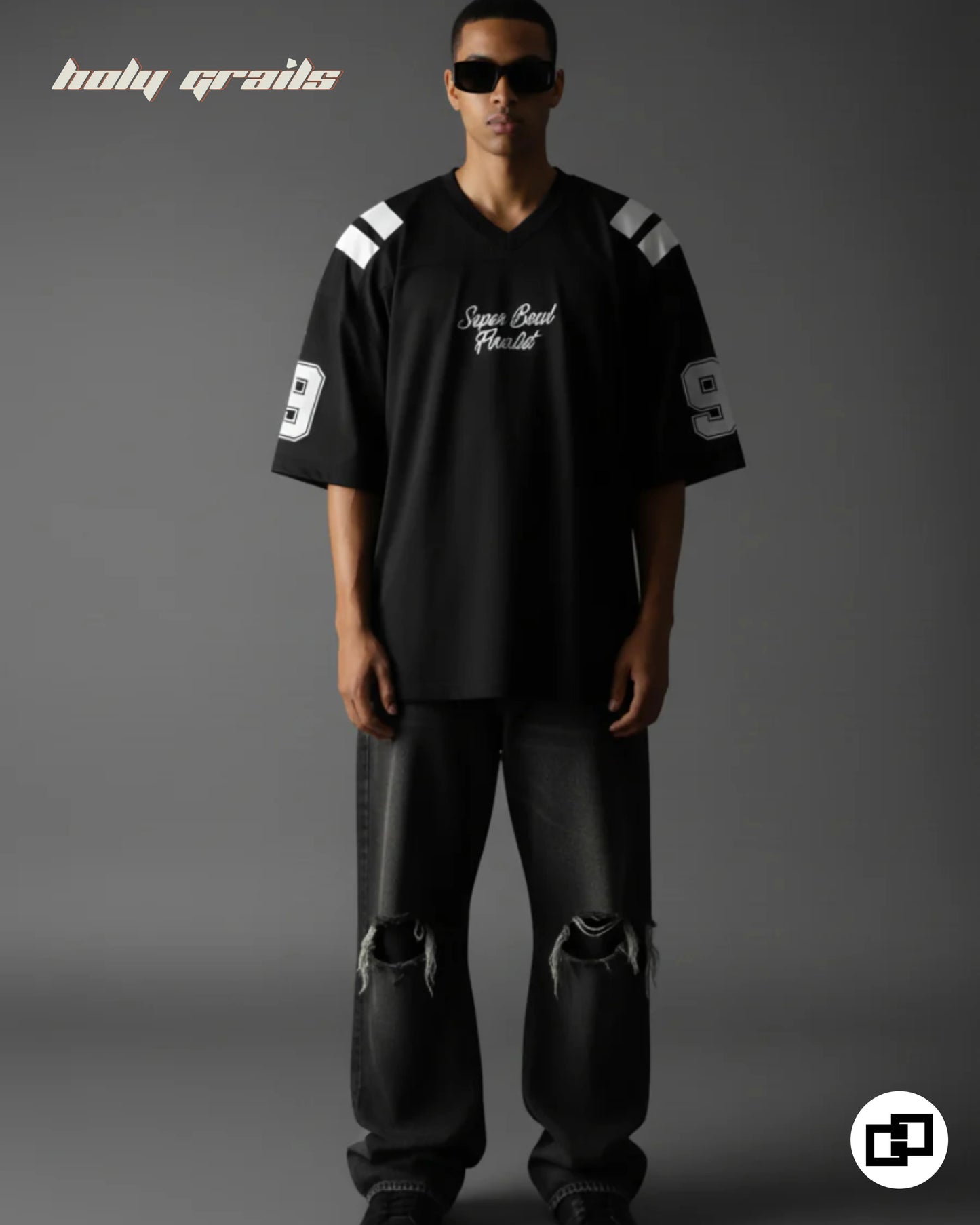 Varsity Black Oversize Tee HG x Grey Hound