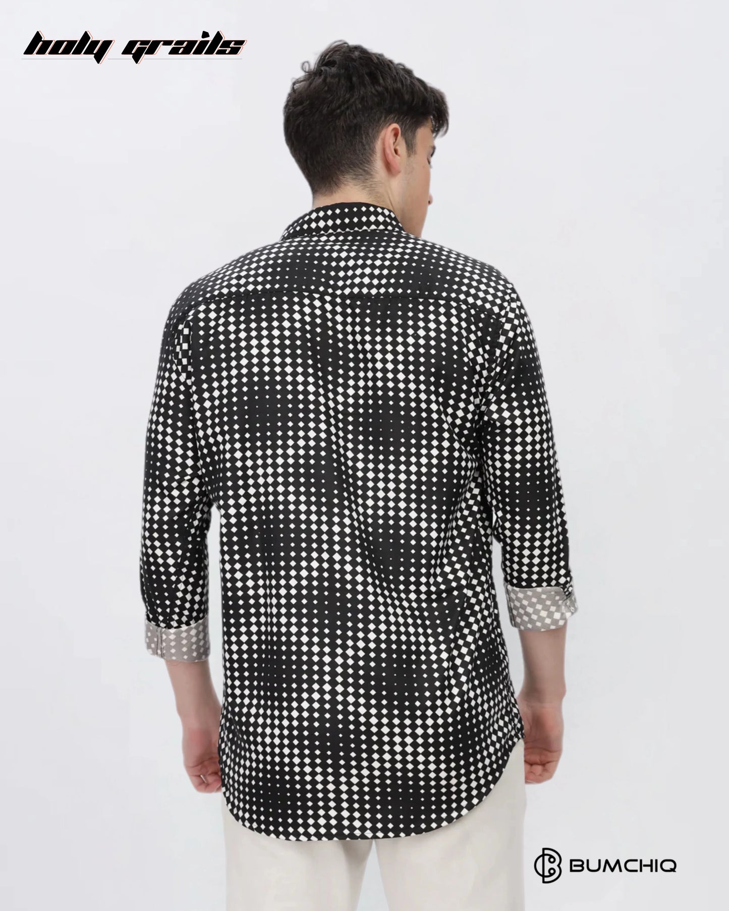 White Dotted Abstract Black Shirt HG x Bumchiq