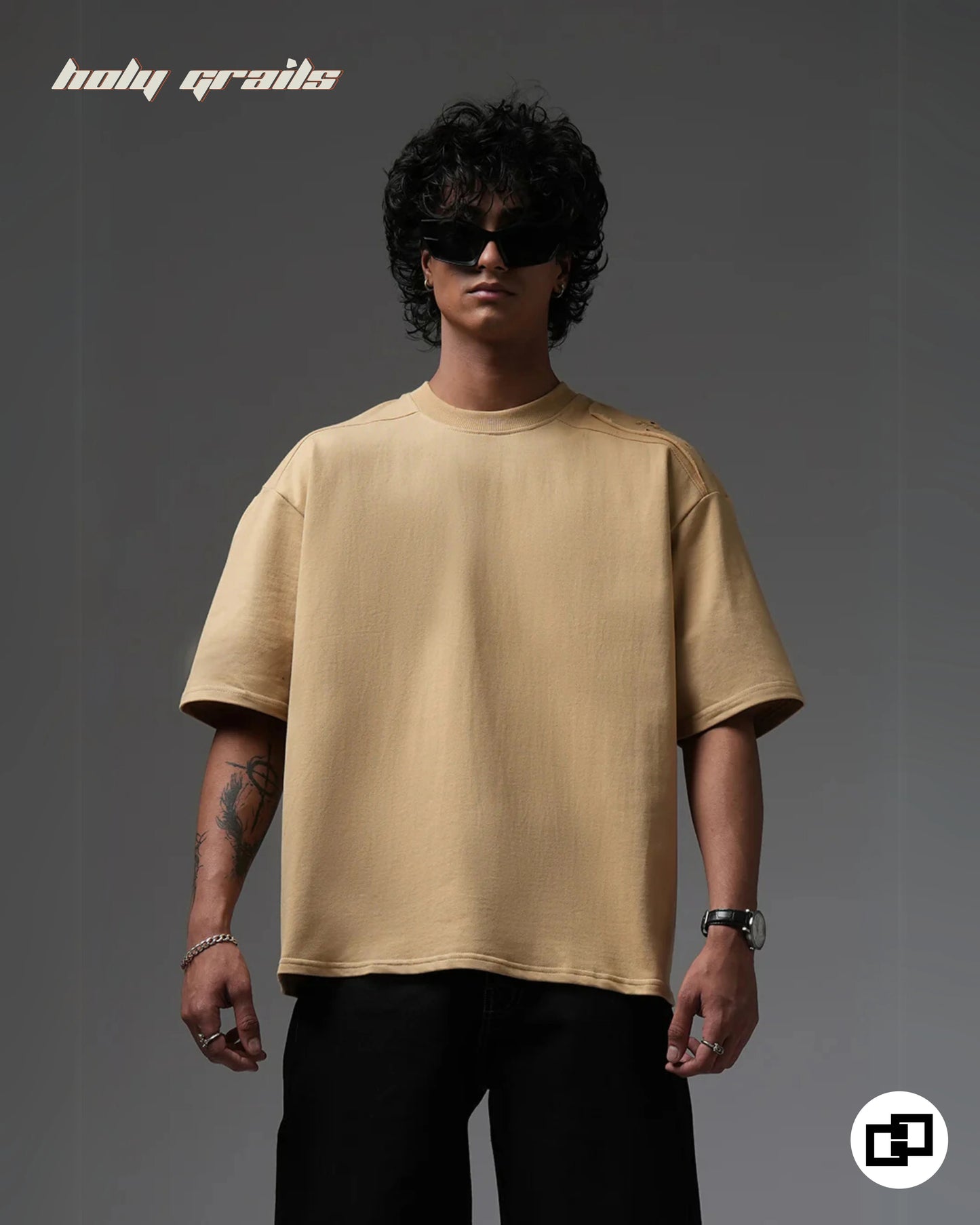 Not So Basic Beige Oversize Tee HG x Grey Hound Clothing