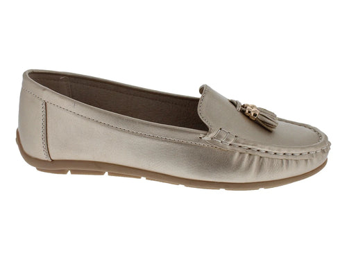 Zapatos Mocasines Comfort Fit Dorado para Mujer