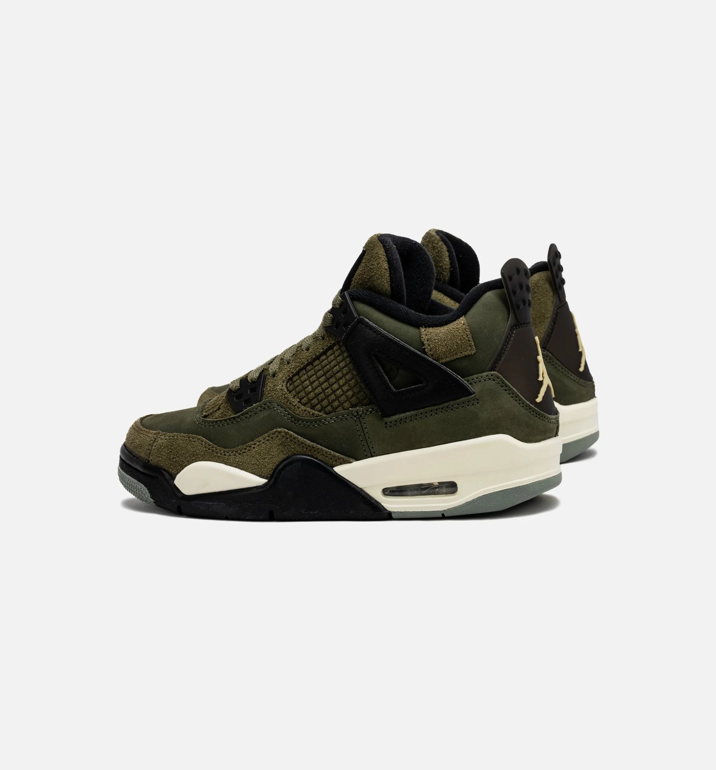 Air Jordan 4 Retro Craft Olive Grade School Lifestyle Shoe Medium Olive Black