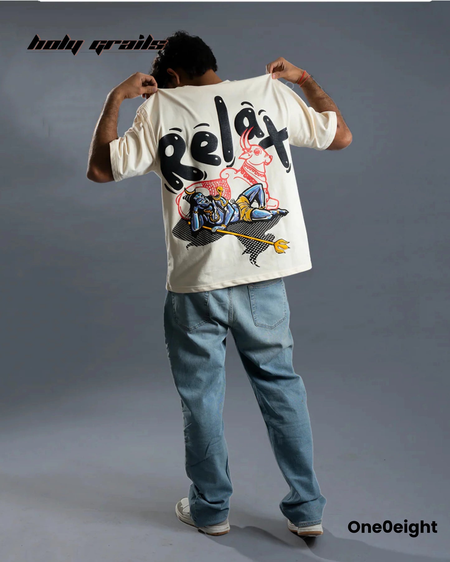 NidraShankar Cream Oversize Tee HG x One0eight