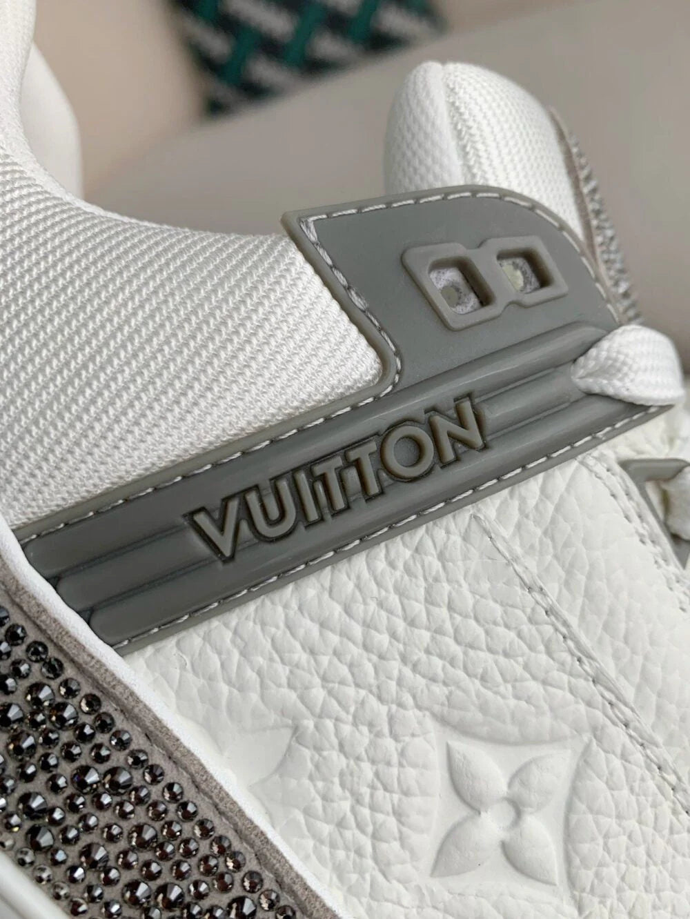 Louis Vuitton LV Trainer Sneaker Denim Monogram Grey Diamond