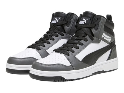Tenis PUMA Rebound V6 Blanco Negro y Gris para Hombre