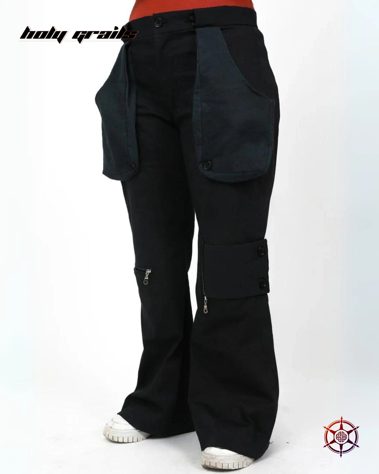 Charcoal Truffle Flared Cargo Pants HG x Duskin