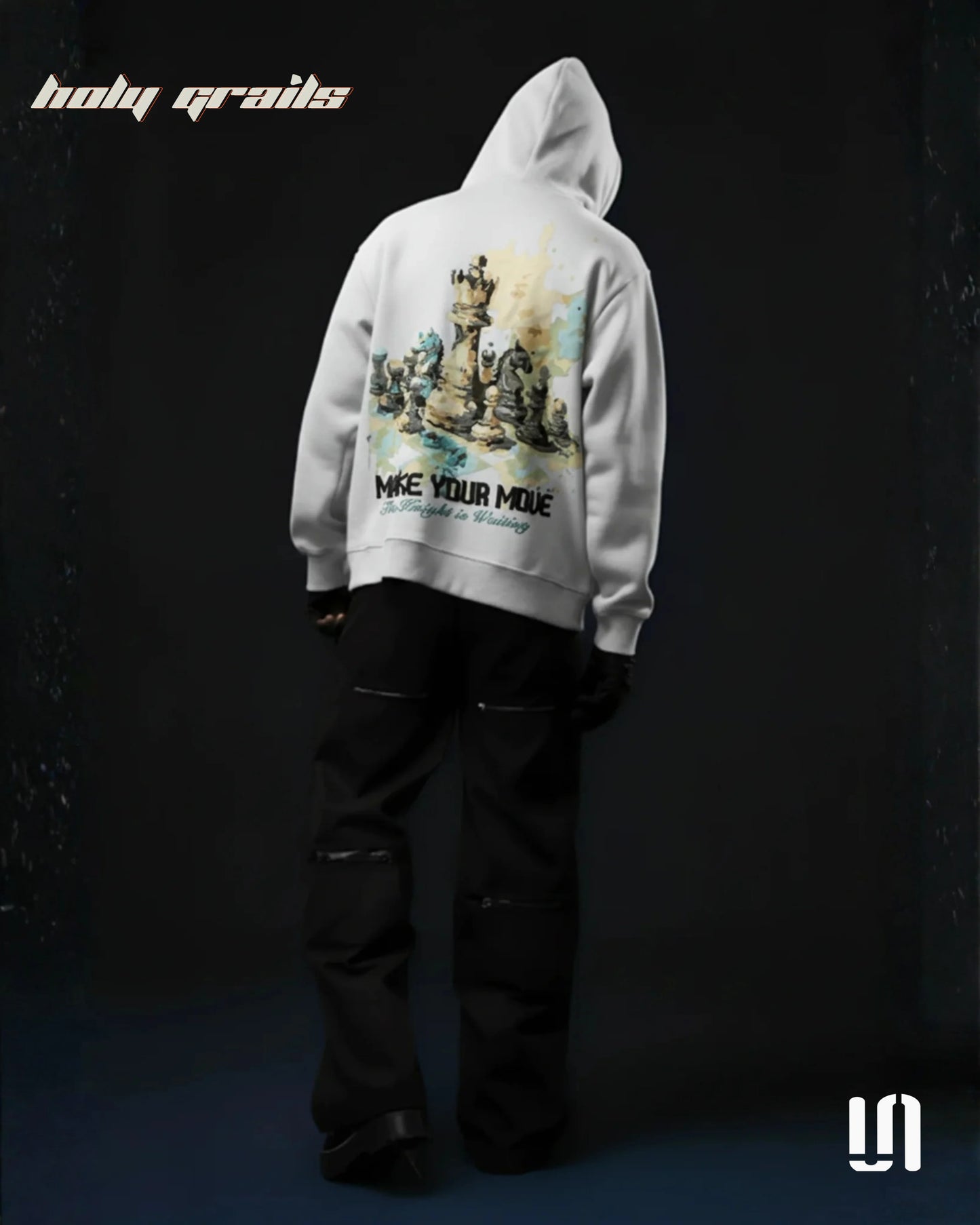 Make Your Move Chess White Hoodie HG x Sullitt