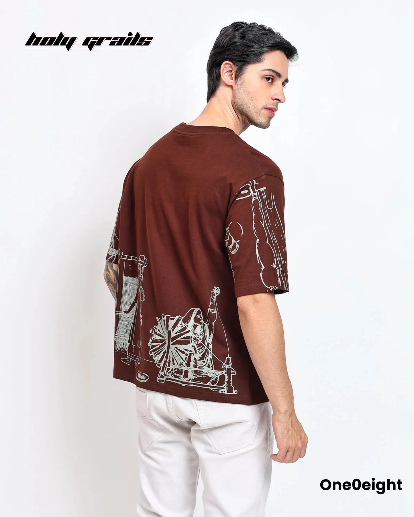 Weaving Illusions Brown Oversize Tee HG x One0eight