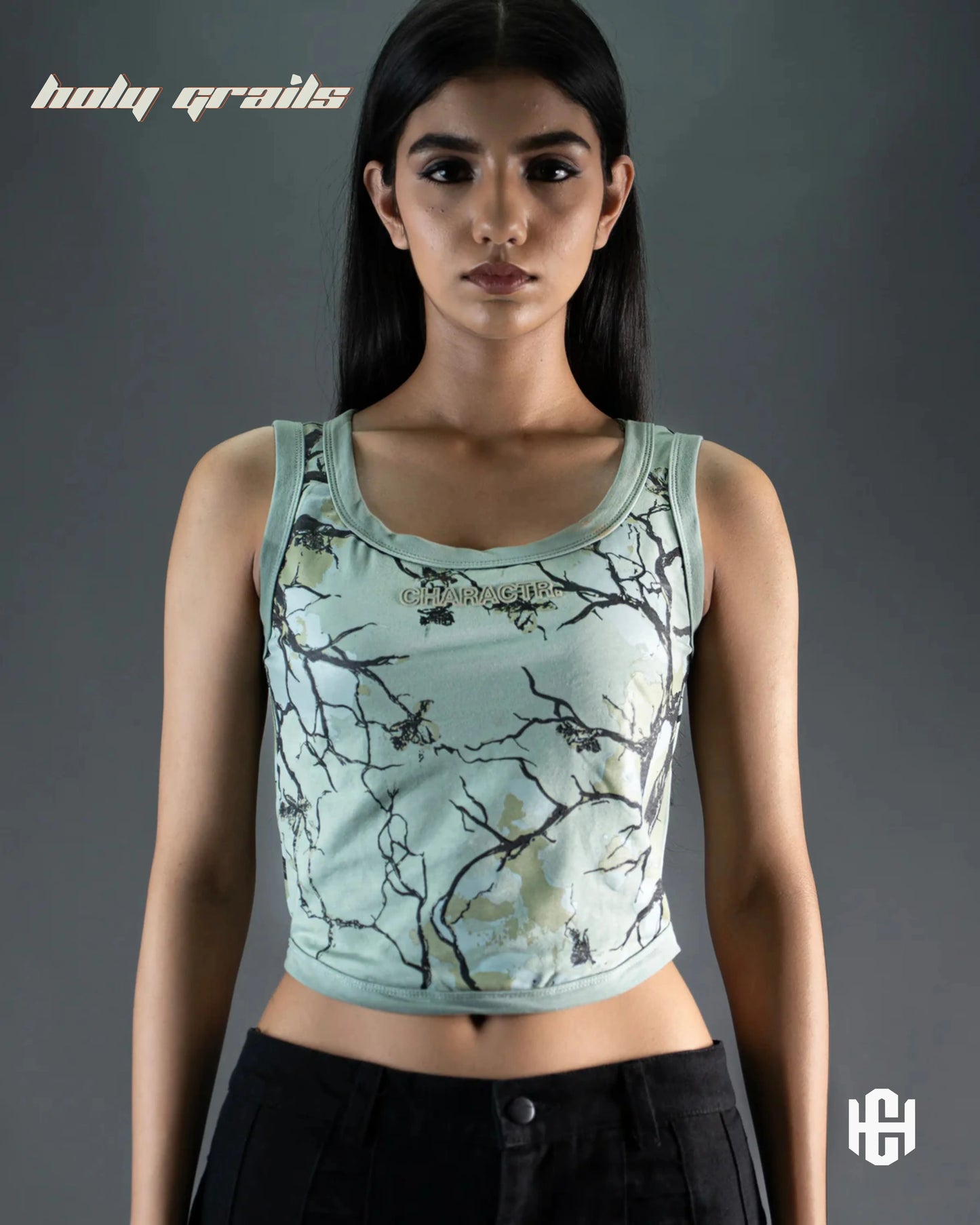 Earthen Bloom Blue Sleeveless Crop Top HG x Charactr