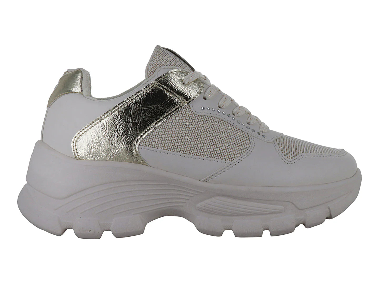 Tenis Clasben Fayeth Beige Oro para Mujer