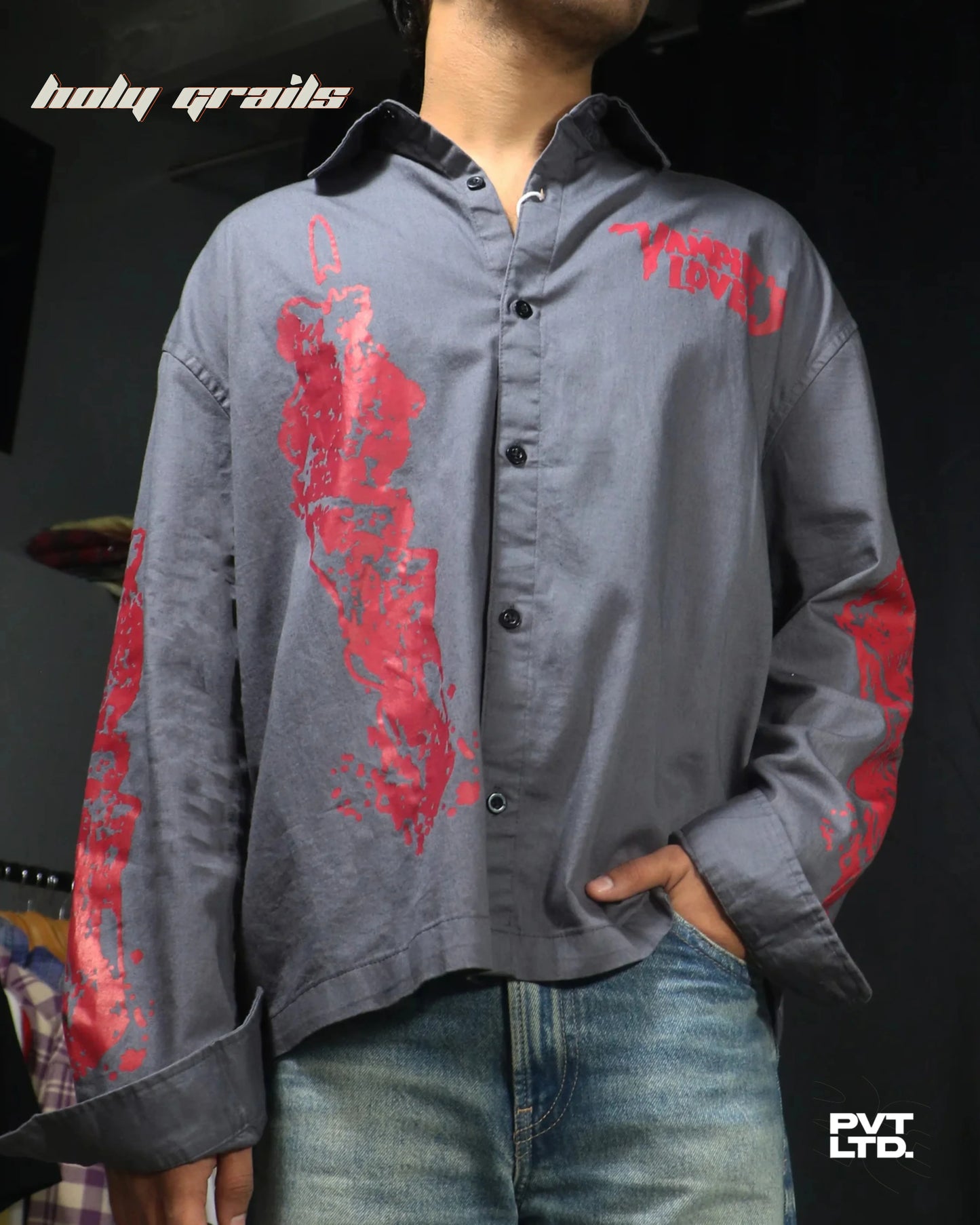 Vampires Love Grey Print Shirt HG x Pvt Ltd
