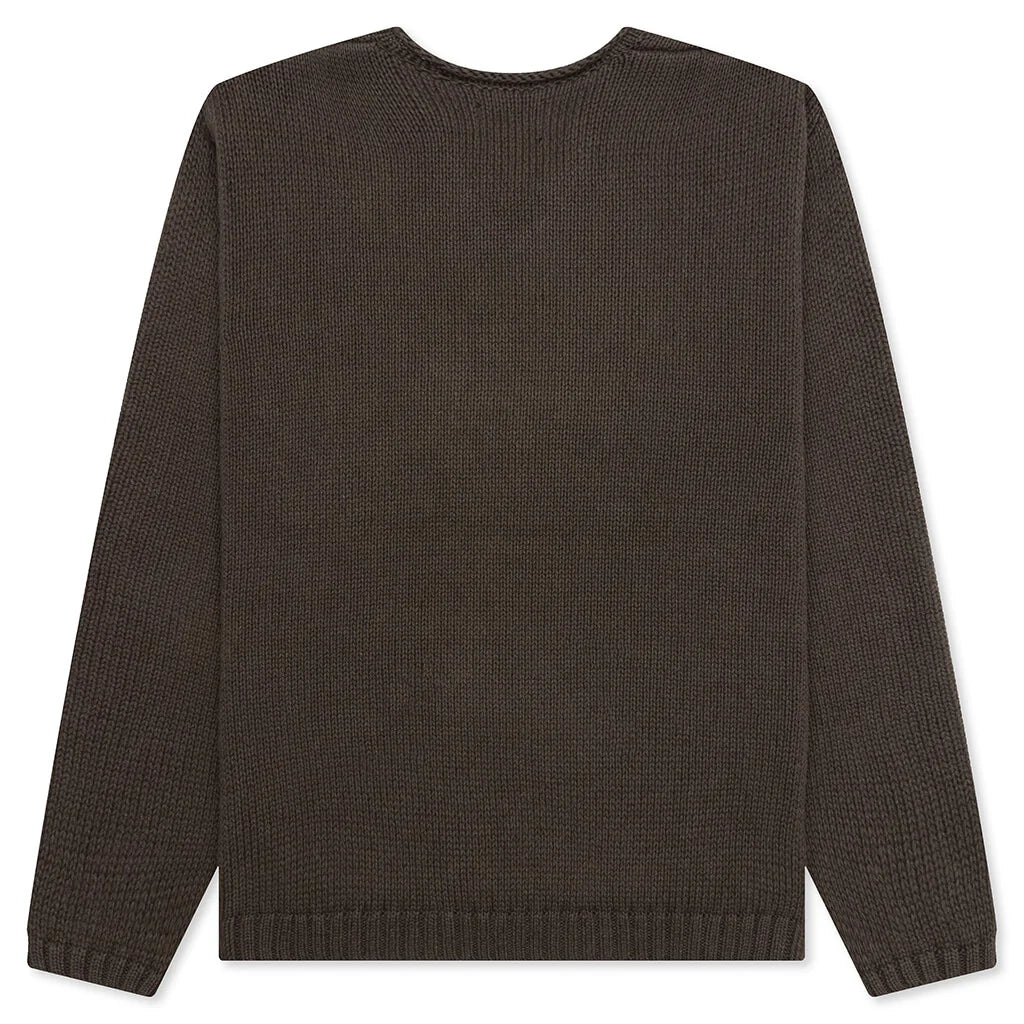 Roll V Neck Logo Sweater Brown