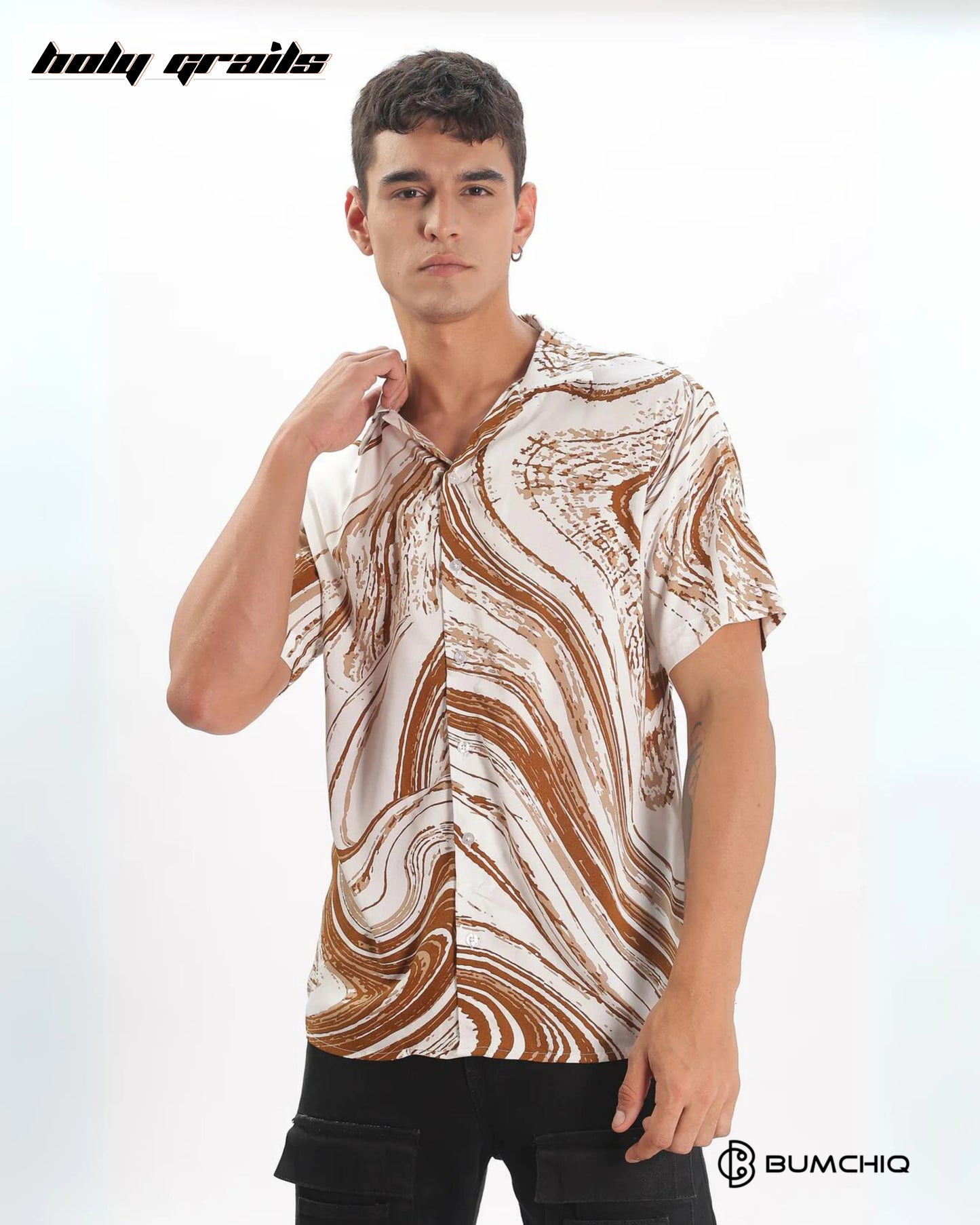 Wavy Brown Textured Shirt HG x Bumchiq