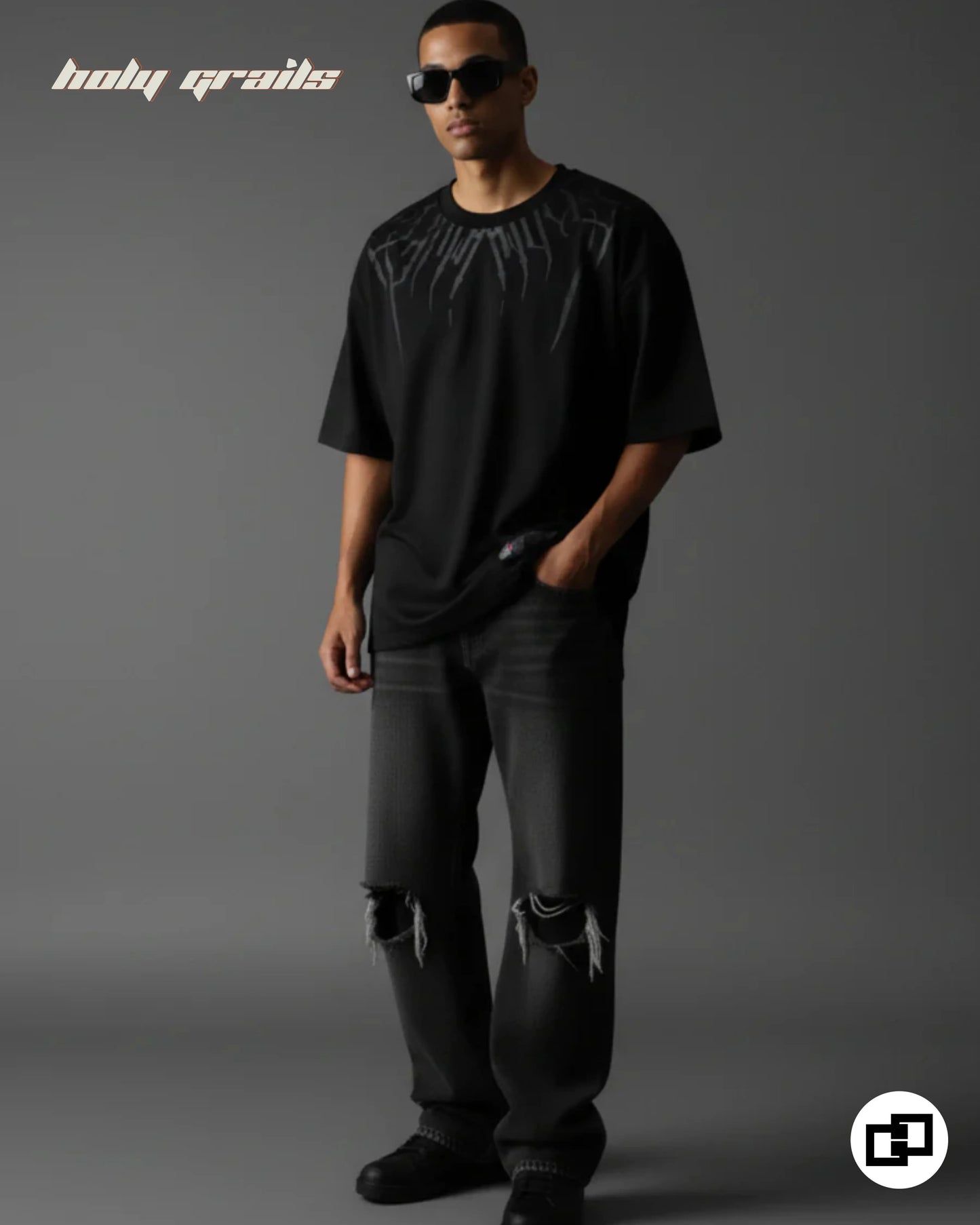 Weave of Wraith Black Oversize Tee HG x Grey Hound