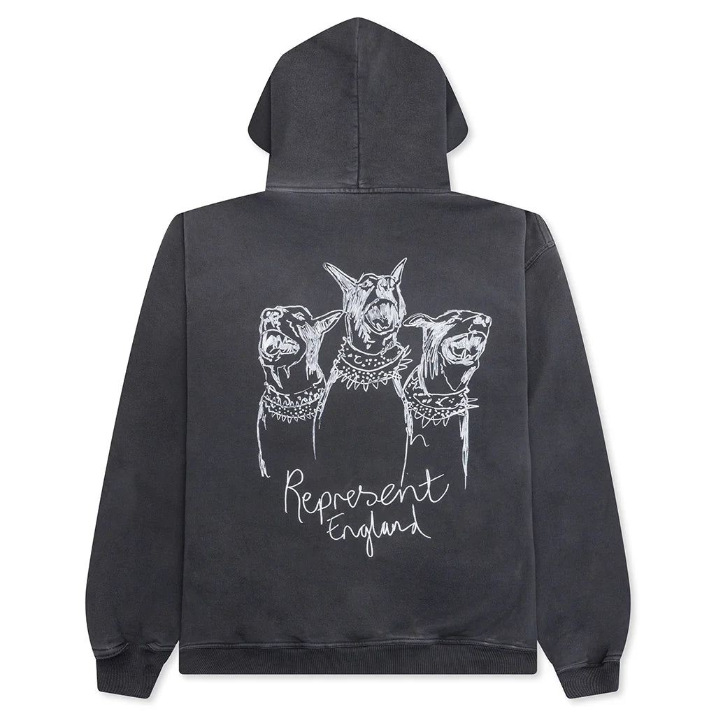 Hand Drawn Thoroughbred Dogs Hoodie Aged Black