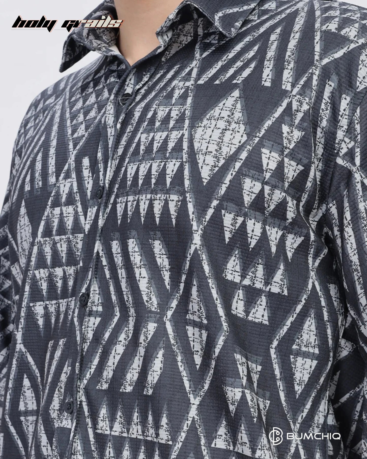 Grey Geometrical Black Shirt HG x Bumchiq
