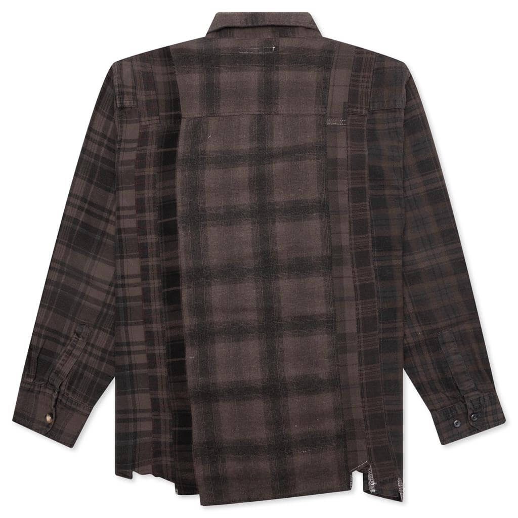 Flannel Shirt 7 Cuts Shirt Over Dye Brown