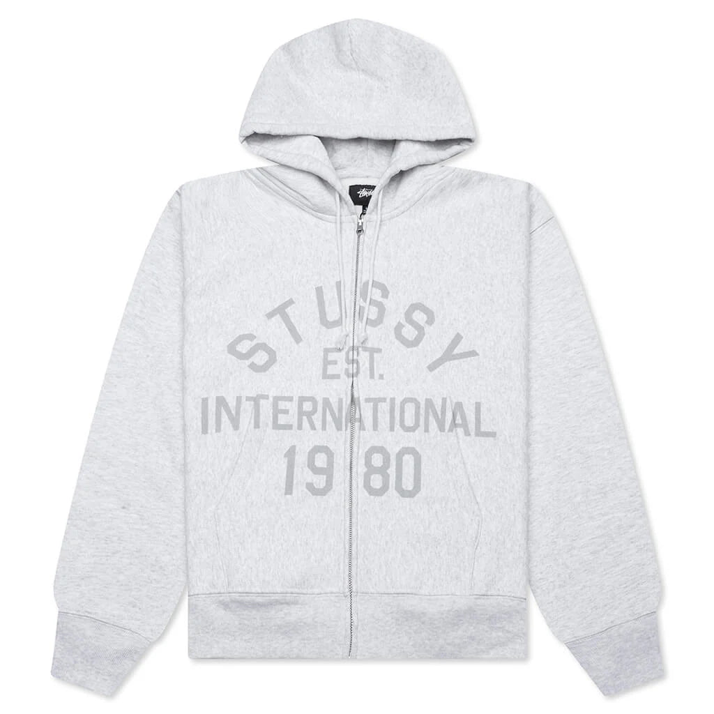 Established Printed Zip Hoodie Ash Heather