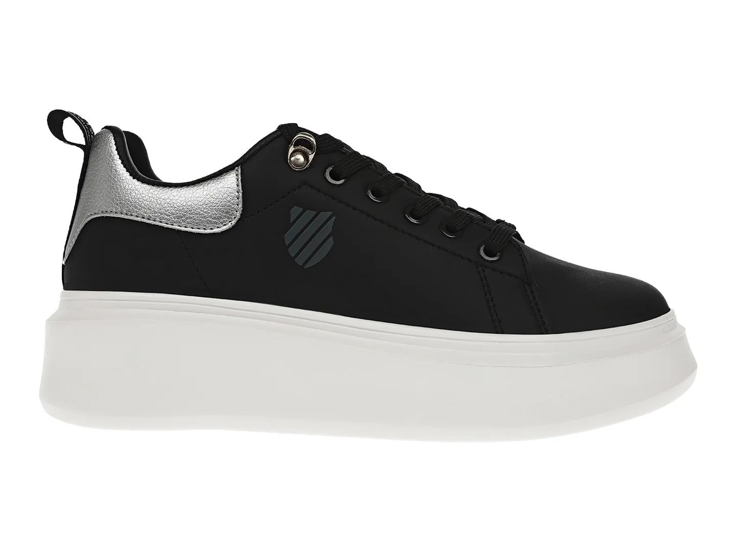 Tenis K SWISS Alessius Platform Negro y Plata para Mujer